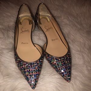 Christian Louboutin multicolor mosaic textile flat